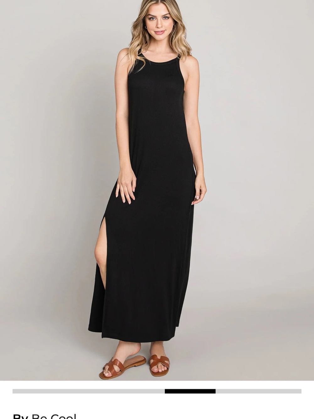 BE COOL Black Sleeveless Maxi Dress with Side Slit